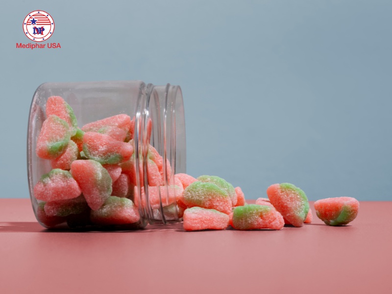 Collagen dạng kẹo dẻo có thể chứa nhiều chất tạo ngọt