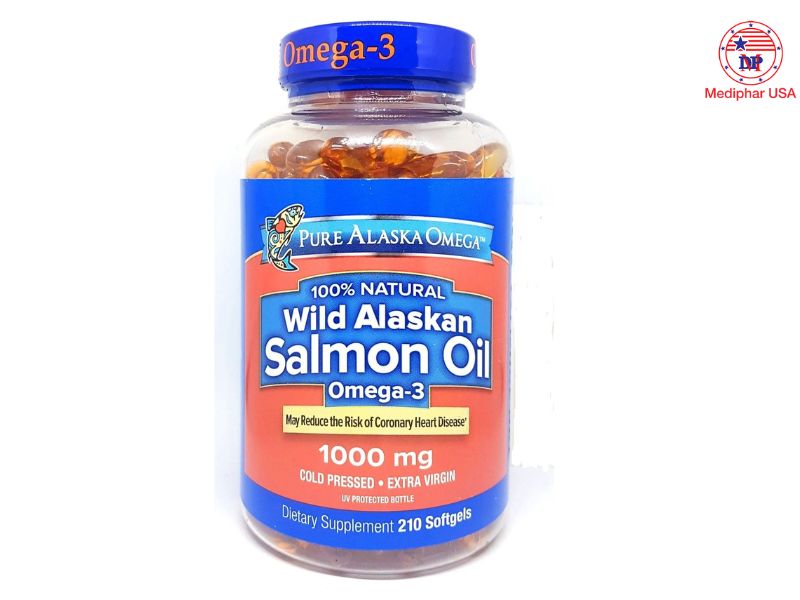 10 loại Omega 3 của Mỹ tốt được tin dùng hiện nay Dầu cá hồi Pure Alaska Omega 3 Wild Salmon Oil 1000mg của Mỹ