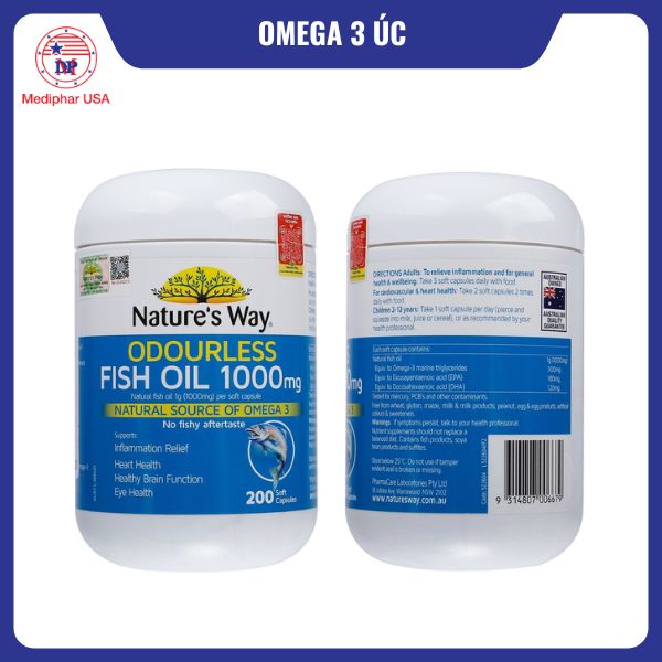 Odourless Fish Oil 1000mg của Úc 200 viên