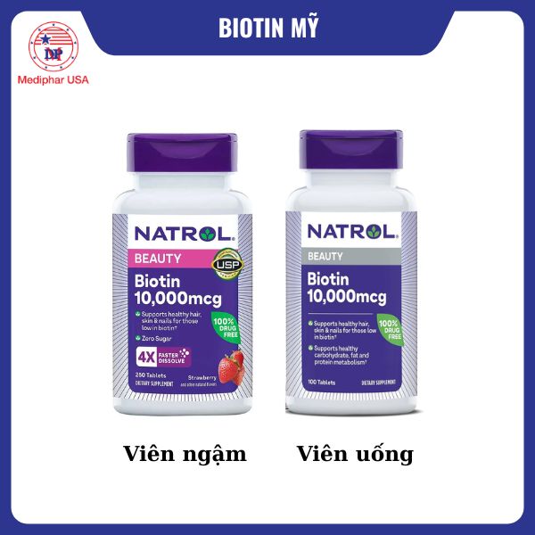 9 loại biotin của Mỹ tốt đang có mặt trên thị trường Natrol Biotin 10000mcg