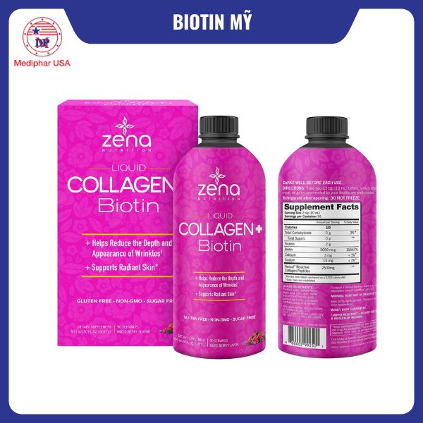 9 loại biotin của Mỹ tốt đang có mặt trên thị trường Liquid Collagen + Biotin Zena 900ml