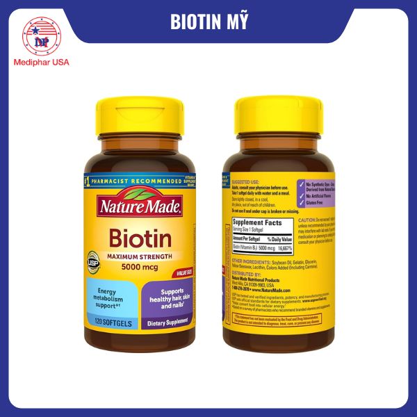 9 loại biotin của Mỹ tốt đang có mặt trên thị trường Nature Made Biotin 5000 mcg