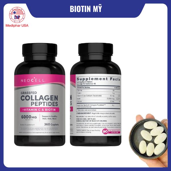 9 loại biotin của Mỹ tốt đang có mặt trên thị trường Neocell Super Collagen +C + Biotin