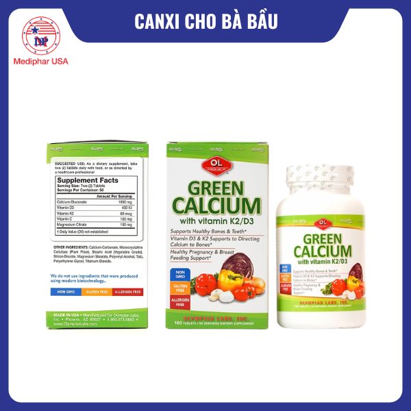 10 loại canxi cho bà bầu tốt đang có mặt trên thị trường Olympian Labs Green Calcium
