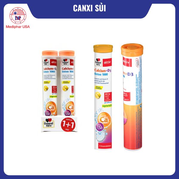 Sủi canxi + D3 Osteo 1000 Doppelherz Aktiv Calcium
