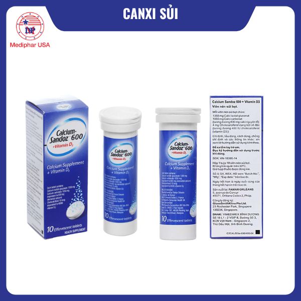 Calcium sủi Sandoz 600 +Vitamin D3