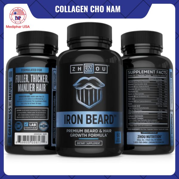 8 loại collagen cho nam tốt đang có mặt trên thị trường Zhou Nutrition Iron Beard