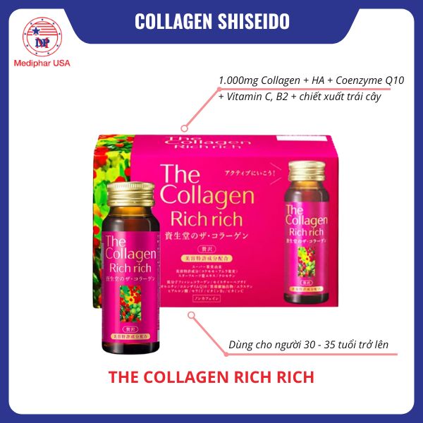 Collagen Shiseido có tốt không? Công dụng, cách dùng và lưu ý The Collagen Shiseido Rich Rich