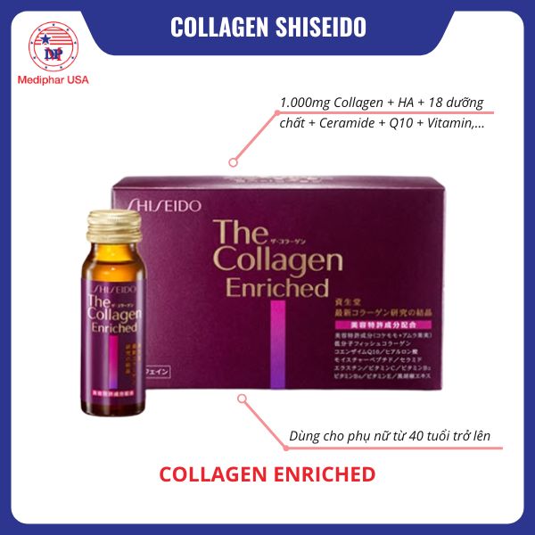 Collagen Shiseido có tốt không? Công dụng, cách dùng và lưu ý Collagen Shiseido Enriched