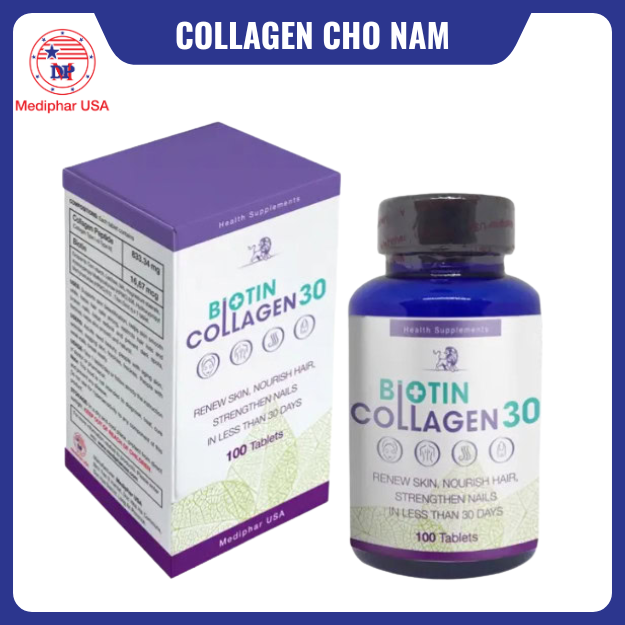 8 loại collagen cho nam tốt đang có mặt trên thị trường Collagen cho nam Biotin Collagen 30