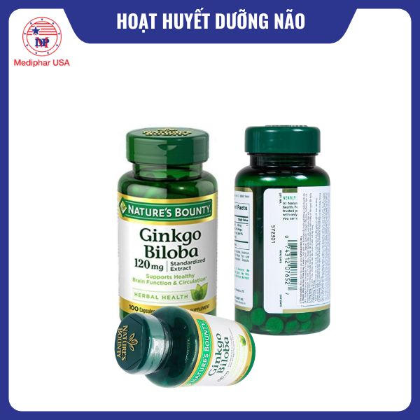 8 loại hoạt huyết dưỡng não tốt, được tin dùng hiện nay Ginkgo Biloba 60mg Nature's Bounty