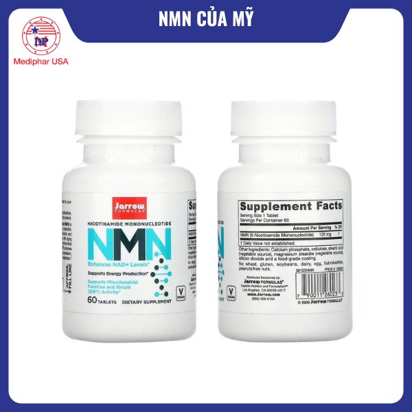 7 loại NMN của Mỹ tốt đang có mặt trên thị trường Jarrow Formulas NMN Nicotinamide Mononucleotide 60 viên