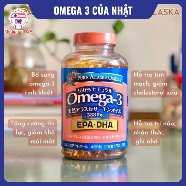 10 loại omega 3 của Nhật tốt đang có mặt trên thị trường Viên dầu cá hồi Omega-3 Pure Alaska