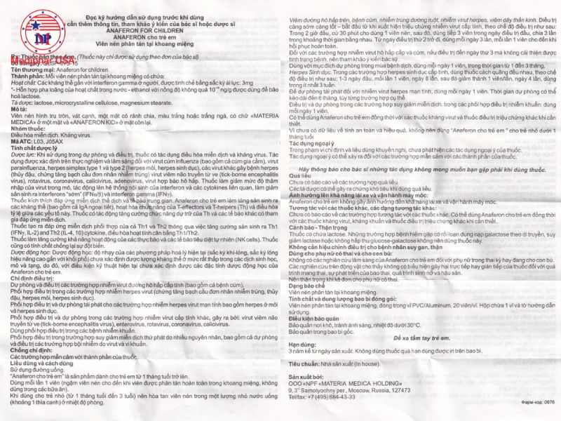 Cách sử dụng Anaferon dạng viên