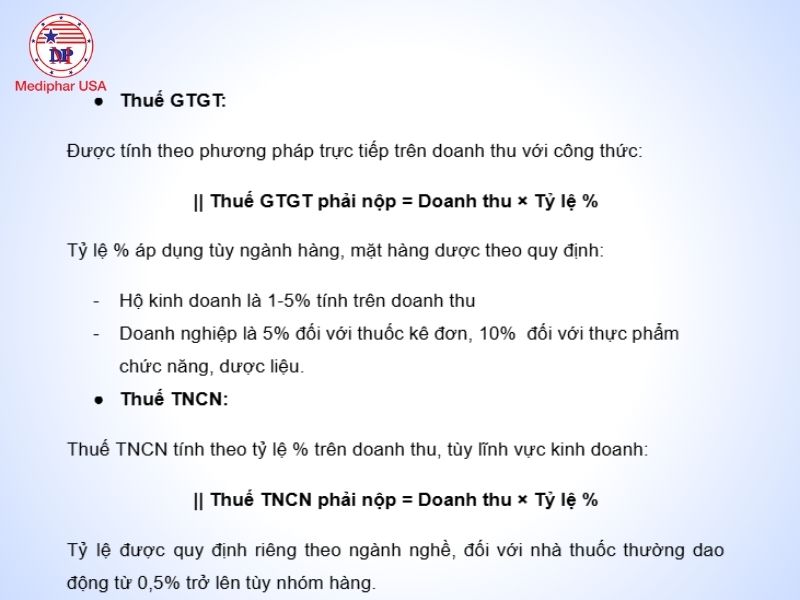 Thuế cho nhà thuốc từ 1/1/2026: Cập nhật những thông tin mới nhất Công thức tính thuế đối với hộ kinh doanh nhóm 2