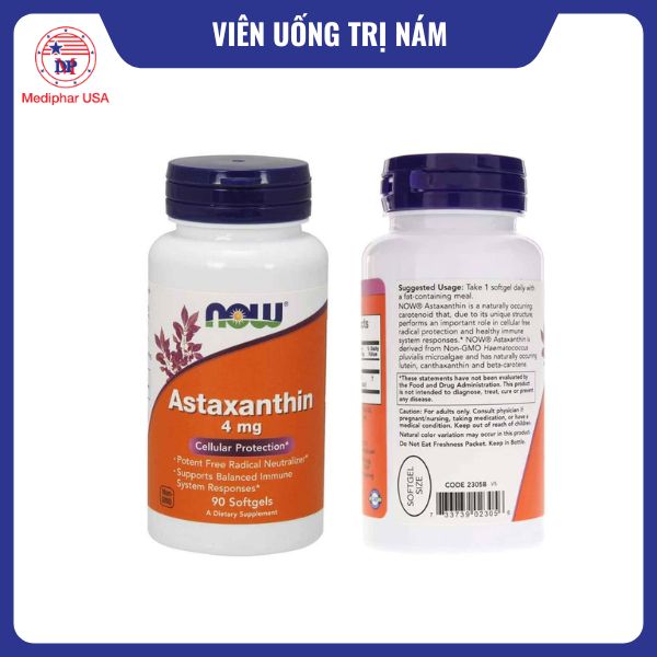 11 viên uống trị nám tốt đang có mặt trên thị trường NOW Astaxanthin 4mg