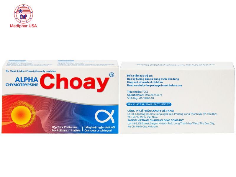 Thuốc Alpha Chymotrypsine Choay hay còn được gọi tắt là Alpha Choay