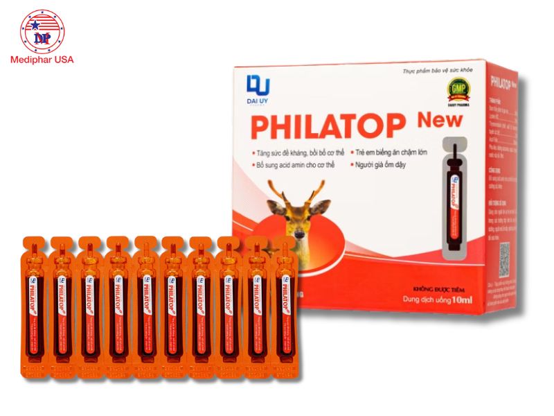Philatop được bào chế ở dạng ống nhựa, 1 hộp gồm 10 ống