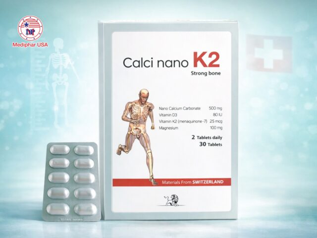 Calci Nano K2 Bone sử dụng công nghệ canxi nano kết hợp vitamin K2, vitamin D3 giúp tăng khả năng hấp thu