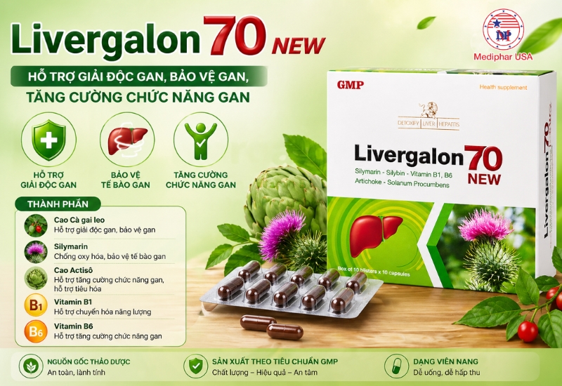 Livergalon 70 NEW hỗ trợ giải độc gan, bảo vệ gan, tăng cường chức năng gan