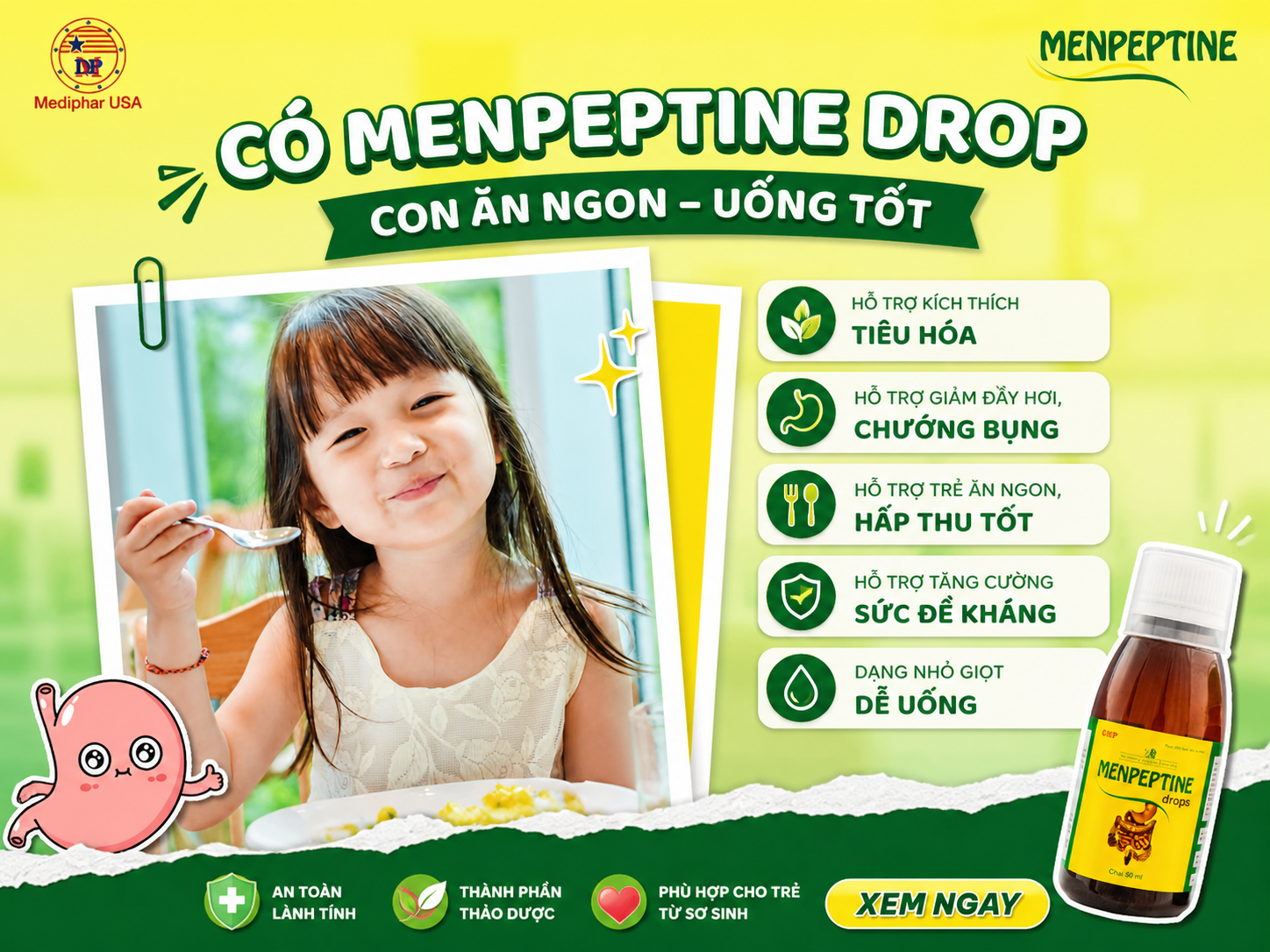 Menpeptine hỗ trợ cải thiện tình trạng biếng ăn sinh lý ở trẻ