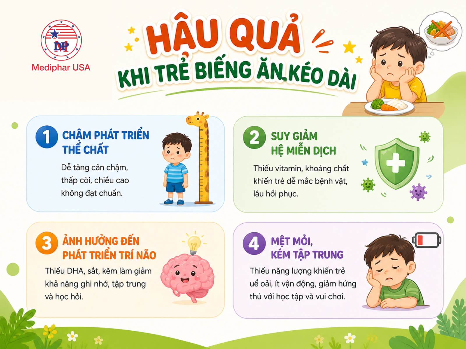 Hậu quả khi trẻ biếng ăn kéo dài