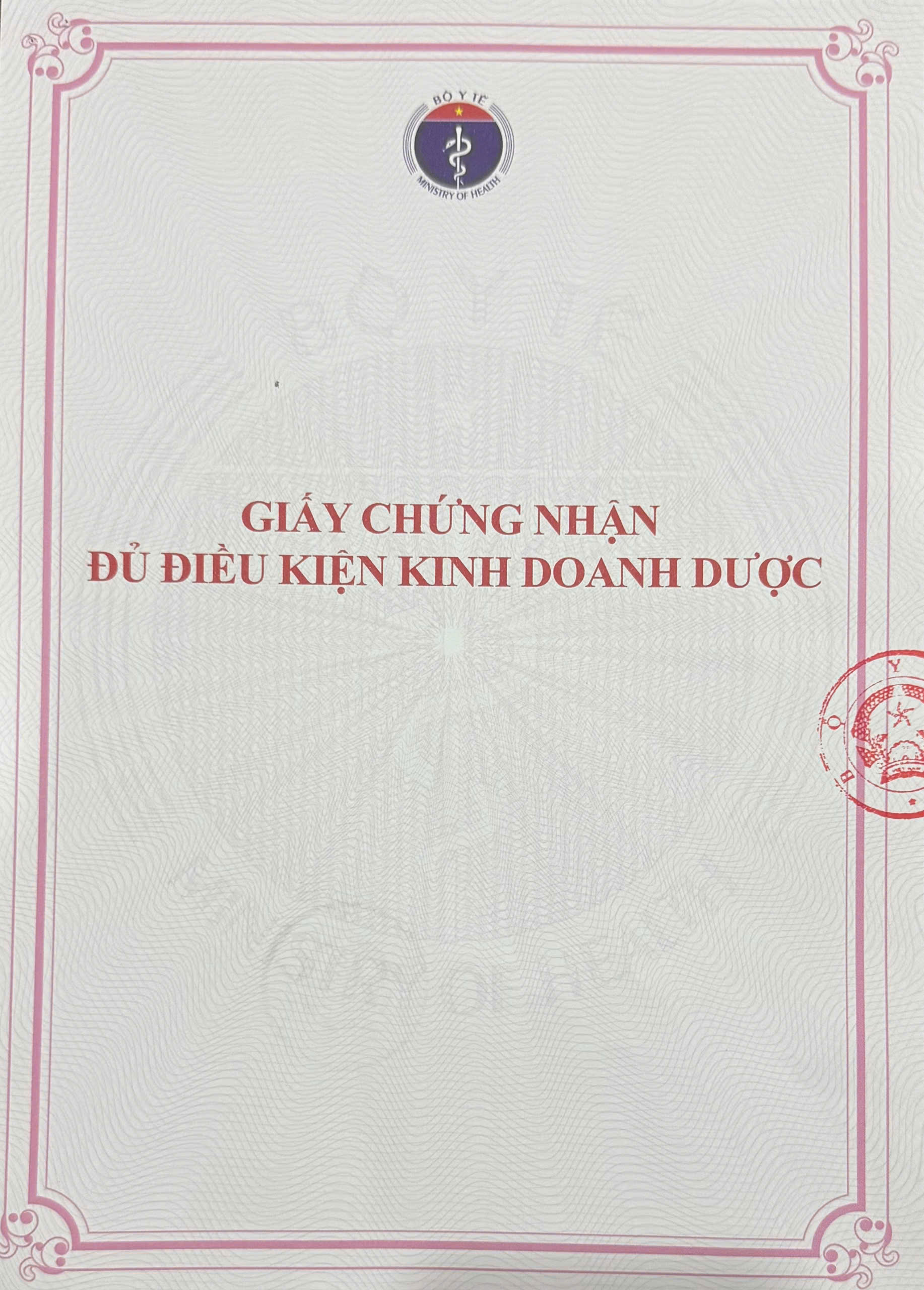 HỒ SƠ PHÁP LÝ CỦA MEDIPHAR USA Giấy chứng nhận đủ điều kiện kinh doanh dược của Công ty TNHH Mediphar USA.