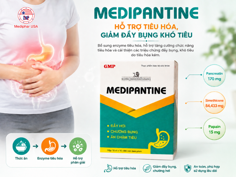 Medipantine hỗ trợ tăng cường chức năng tiêu hóa