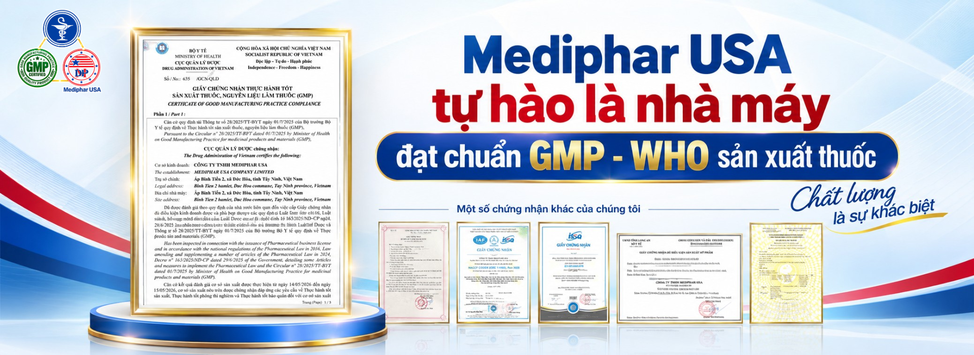 Mediphar USA: Chuyên sản xuất, gia công, phân phối TPCN Mediphar USA đạt chứng nhận GMP – WHO sản xuất thuốc – Dấu mốc mới trong năng lực sản xuất dược