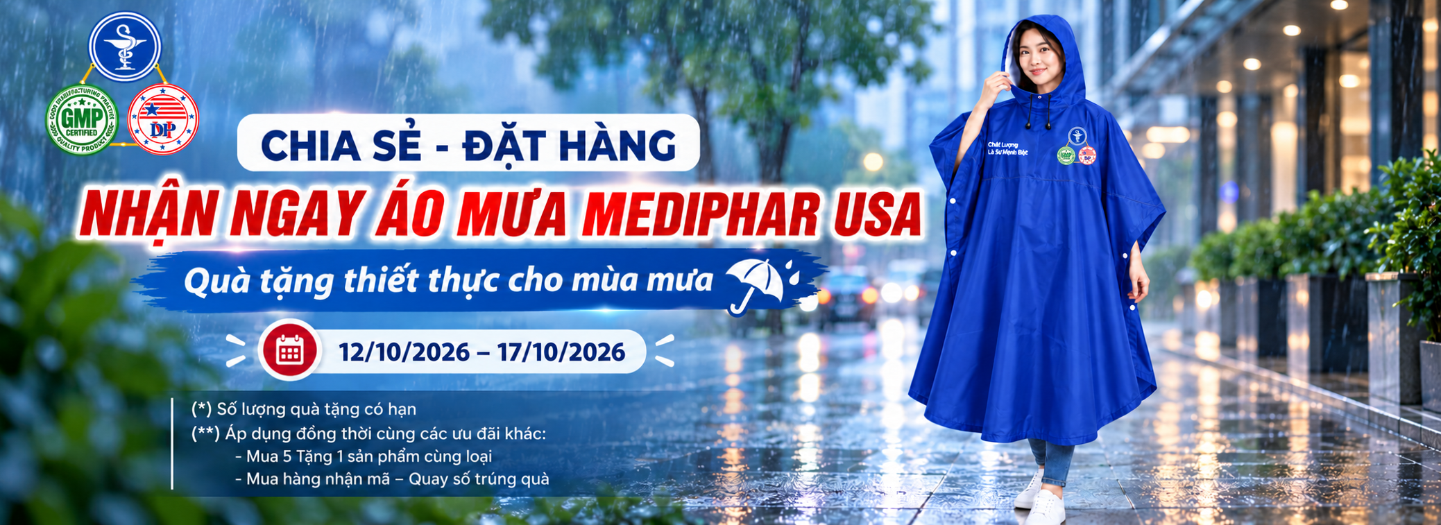 Mediphar USA: Chuyên sản xuất, gia công, phân phối TPCN Chương trình “Chia sẻ - Đặt hàng - Nhận ngay áo mưa Mediphar USA”