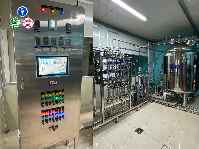 Hệ thống nước RO trong sản xuất dược phẩm theo tiêu chuẩn GMP-WHO Hệ thống nước RO tại nhà máy Mediphar USA được tự động hoá