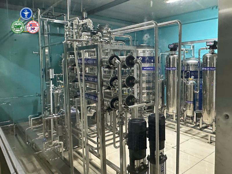 Hệ thống nước RO trong sản xuất dược phẩm theo tiêu chuẩn GMP-WHO Hệ thống nước RO tại nhà máy Mediphar USA được kiểm soát nghiêm ngặt