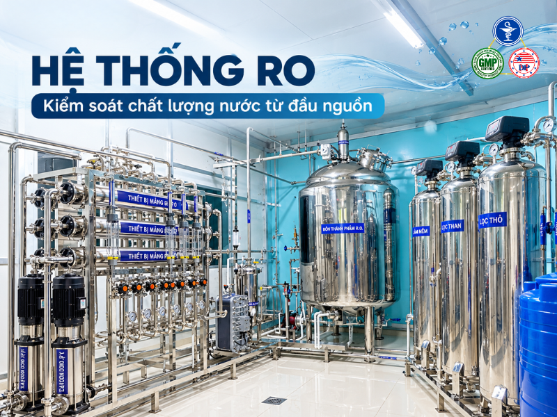 Hệ thống RO – Kiểm soát chất lượng nước từ đầu nguồn Hệ thống xử lý nước RO tại nhà máy Mediphar USA – kiểm soát chất lượng nước từ đầu nguồn.